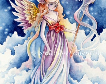 Angel Art Print "Flight of Birds" Fantasy Art Signed Print