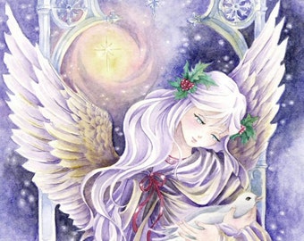 Christmas Angel Art 5x7 Print "Noelle" Fantasy Art