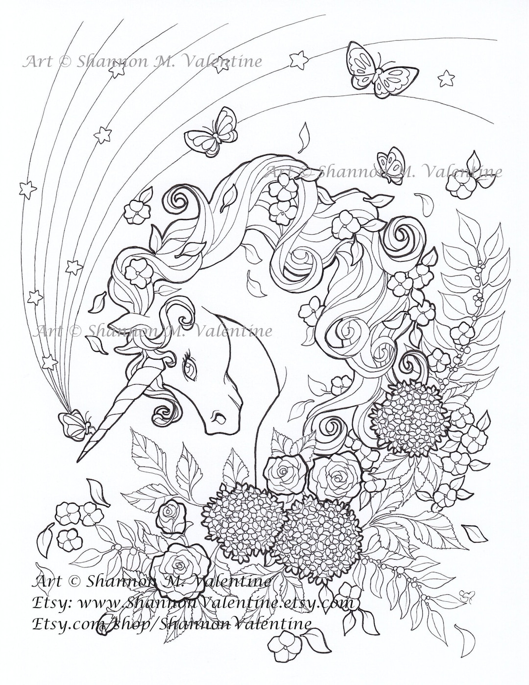 Printable Coloring Page, Instant Digital Download, Unicorn Magic ...