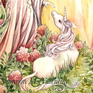 Medieval Fantasy Art Maiden and Unicorn Whimsical Giclée Art Print Limited Edition image 2