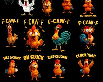 Grappige dieren woordspeling SVG-bundel | Kipmeme gesneden bestanden (24 ontwerpen)