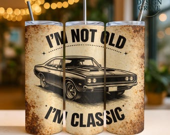 Retro Muscle Vehicle Wrap PNG, Classic Car Design (20oz Skinny Tumbler, Digital Download