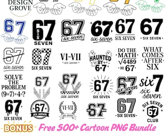67 Meme Designs Bundle | Viral Number SVG PNG (Digital Download)