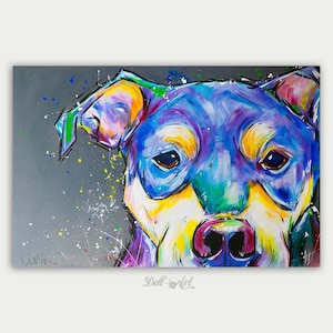 Colorful Pet Paintings, Custom Dog Paintings, Pet Portrait, Acrylic Art On canvas, Wall Decor, Home Decor
