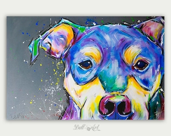 Colorful Pet Paintings, Custom Dog Paintings, Pet Portrait, Acrylic Art On canvas, Wall Decor, Home Decor