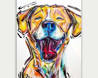 Custom Dog Portrait: Colorful Acrylic Pet Painting, Home Decor