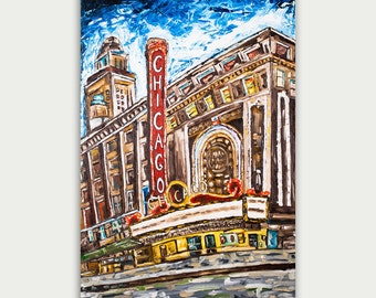 Colorful Chicago Painting, Chicago Theater Oil Painting On Canvas, Modern Art, Fine Art, Textured, Impasto, Home Decor