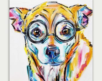 Colorful Art, Custom Dog Paintings, Custom Pet Portrait, Acrylic On canvas, Wall Decor, Home Decor