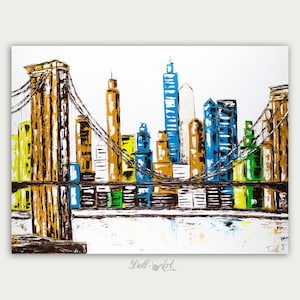 Colorful New York City Painting, Colorful Modern Art, Oil On Canvas, Abstract Painting, Fine Art,  Home decor, City Skyline