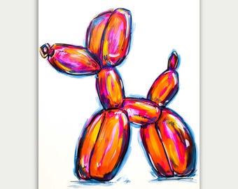 Colorful Balloon Dog Painting: Abstract Acrylic Art, 30x24