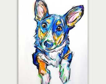 Colorful Dog Portrait, Dog Painting, Colorful Acrylic Art On Canvas, Personalized Gift
