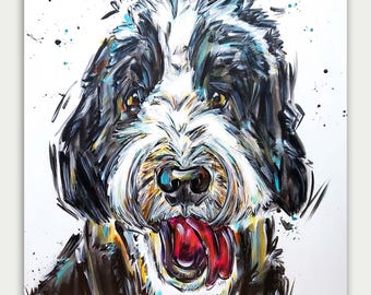 Dog Painting, Colorful Custom Pet Art, Pet Acrylic Portrait, Personalized Painting, Wall Decor, Home Decor
