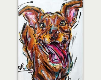 Original Colorful Dog Paintings, Custom Pet Art, Pet Paintings, Cat Portraits,  Acrylic On canvas, Wall Decor, Home Decor