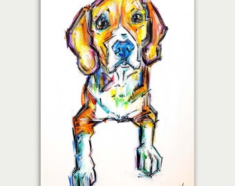 Colorful Pet Painting, Dog Paintings, Acrylic Dog Portrait On canvas, Wall Decor, Home Decor