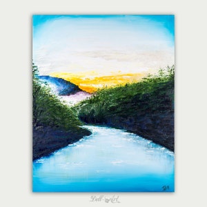 Oil Painting, Landscape Modern Art, Oil On Canvas, Mountains, Colorful,  Wall decor, Home decor