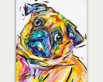 Colorful Pet Art, Custom Dog Paintings, Custom Pet Portrait, Acrylic On canvas, Wall Decor, Home Decor