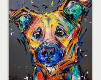 Custom Pet Portrait, Personalize Portrait, Acrylic Dog Painting, Modern Art, Home Decor