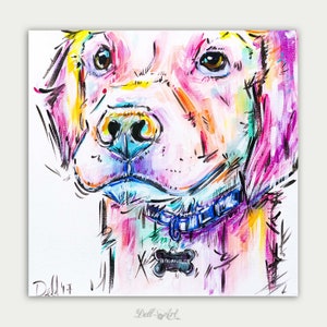 Dog Painting, Custom Pet Portrait, Colorful Art, Acrylic On canvas, Wall Decor, Home Decor