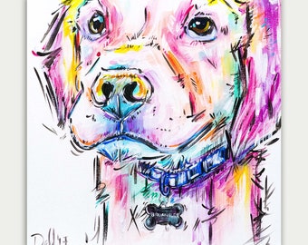 Dog Painting, Custom Pet Portrait, Colorful Art, Acrylic On canvas, Wall Decor, Home Decor