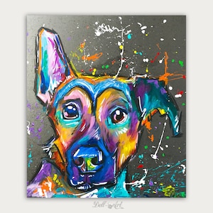 Colorful Dog Art, Custom Dog Paintings, Pet Portrait, Acrylic On canvas, Wall Decor, Home Decor