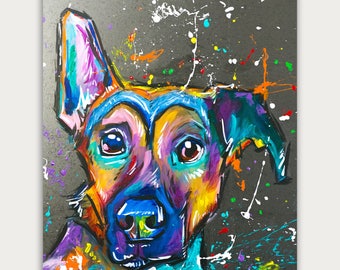 Colorful Dog Art, Custom Dog Paintings, Pet Portrait, Acrylic On canvas, Wall Decor, Home Decor