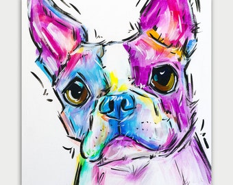 Custom Dog Painting, Personalize Pet Portrait, Modern Acrylic Dog Painting, Home Decor