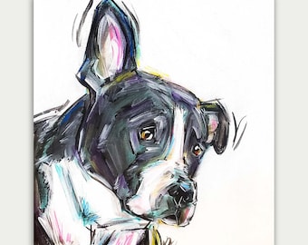 Custom Dog Portrait: Colorful Acrylic Pet Painting on Canvas