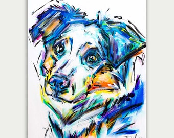 Colorful Art, Custom Dog Painting, Pet Portrait, Colorful Paintings, Acrylic Paintings, Wall Decor, Home Decor