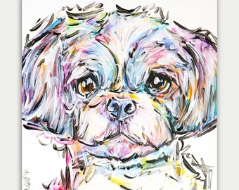Colorful Art, Custom Dog Painting, Pet Portrait, Colorful Paintings, Acrylic Paintings, Wall Decor, Home Decor