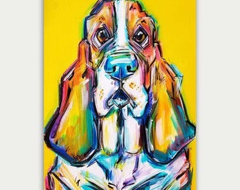 Custom Dog Portrait: Colorful Acrylic Painting on Canvas