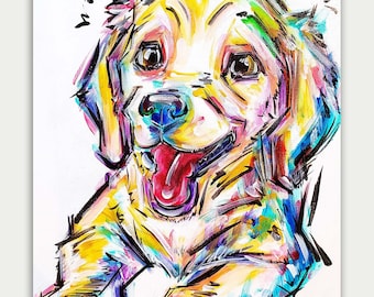 Pet Portrait, Colorful Art, Custom Dog Paintings, Acrylic On canvas, Wall Decor, Home Decor