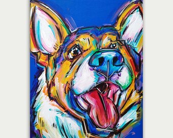 Custom Colorful Dog Painting, Pet Portrait, Colorful Paintings, Acrylic Paintings, Wall Decor, Home Decor