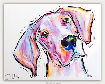 Colorful Pet Art, Custom Dog Paintings, Pet Portrait, Acrylic On canvas, Wall Decor, Home Decor