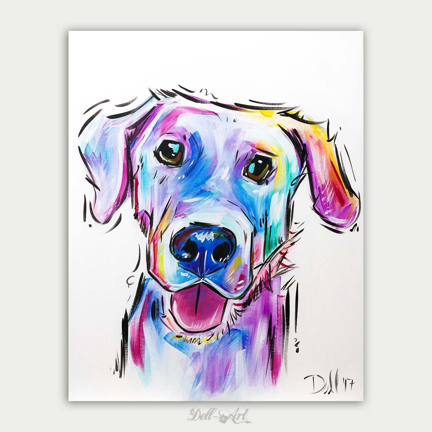Retrato De Mascota Arte Colorido Pinturas Personalizadas Del Etsy