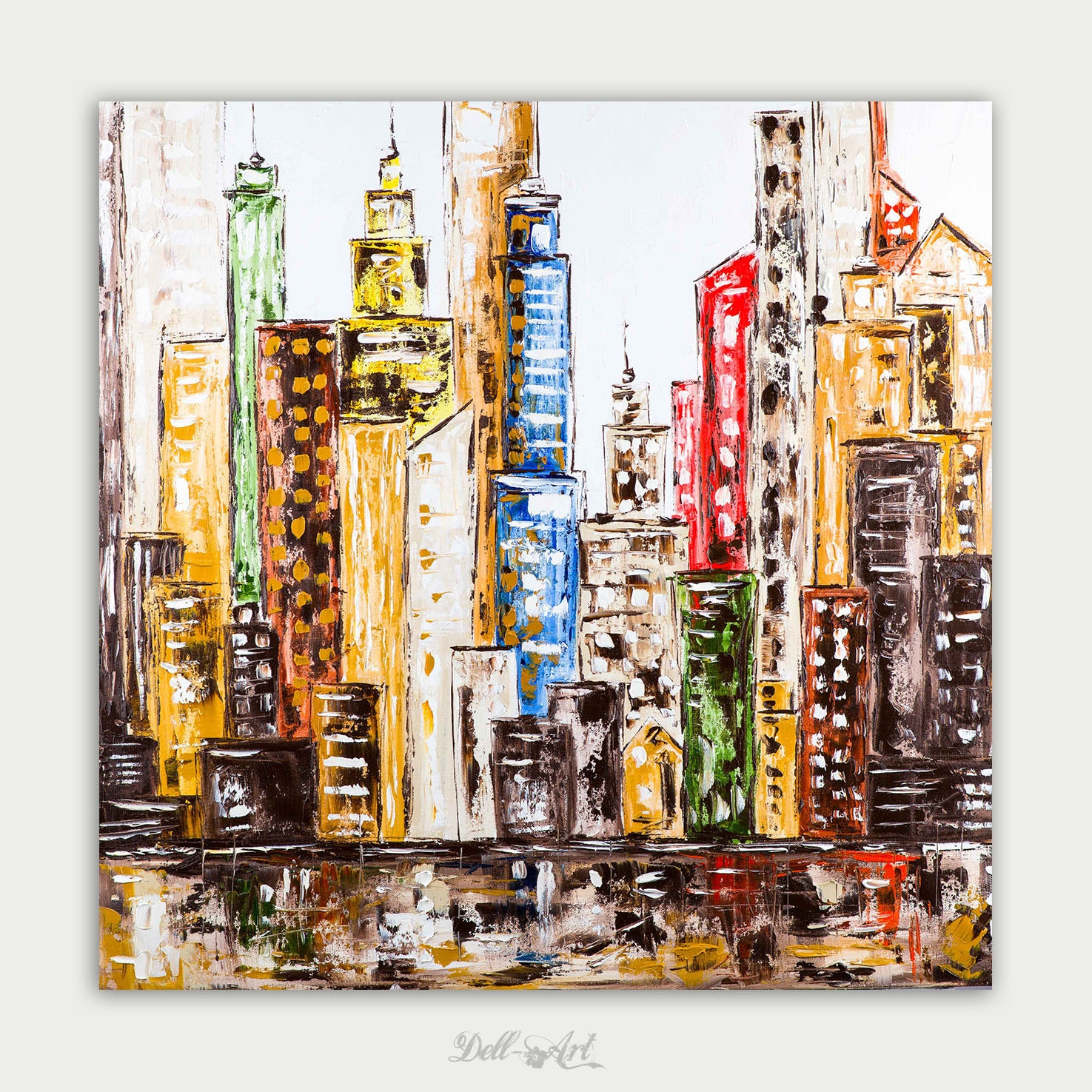 Buntes Bild Stadt Skyline Abstraktes & Modernes Gemälde | Etsy