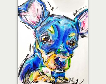 Colorful Dog Painting, Colorful Acrylic Art On Canvas, Personalized Gift