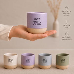 Mama Tasse 230 ml – Hot, Tired, Super oder Cool Moms Club | Keramiktasse in 4 Farben | Lustiges Geschenk für Mamas/ Eltern