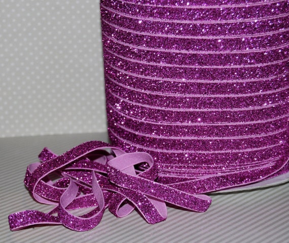 3 metres 10 mm wide foe fold over elastic soft shiny headbands crafts hot pink