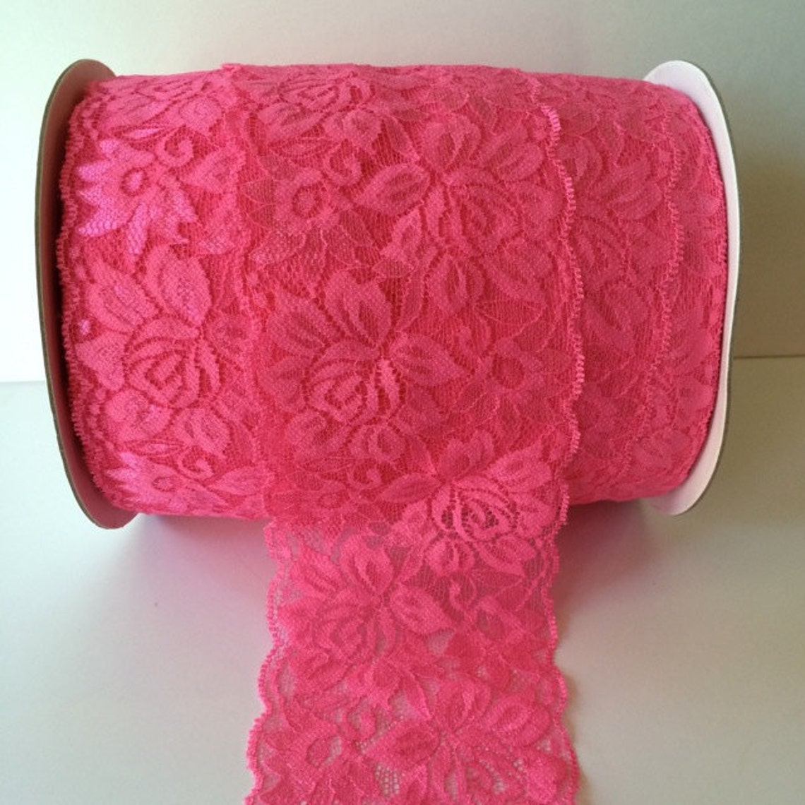 Hot Pink Lace Elastic 3.5 Wide Lace Stretch Elastic Etsy