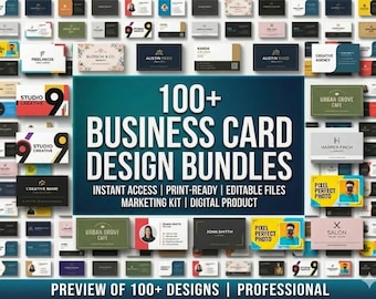100+ Business Card Templates Bundle | Editable PSD, AI & Canva Business Card Designs | Modern Corporate Branding Card Pack