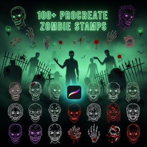 Procreate Zombie Hole Stamps | Pędzle do tekstur horroru i krwi (do pobrania w wersji cyfrowej)