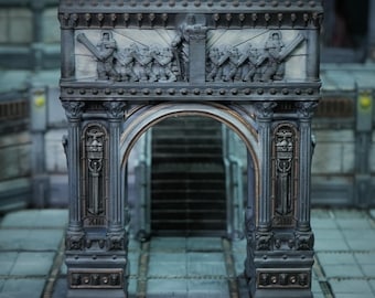 Düsteres gotisches Stadttorbogen-Gelände (vollständig oder in Ruinen) – Zorpsector Rom Gelände 28 mm 32 mm Wargaming
