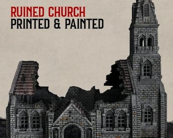 Düsteres Gelände für Grabenkriege und historische europäische Kirchenruinen für 32-mm- und 28-mm-Tabletop-Wargames