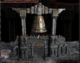 Düsteres Sci-Fi-Gelände mit Glockenturm im Graben-Stil für Holy Crusade Tabletop-Spiele (32 mm / 28 mm)
