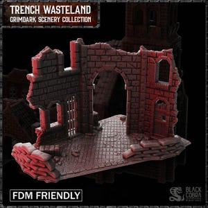 Ruined Corner Building: Grimdark Future, Trench Warfare, WW2 Wargames Scenery (32mm/28mm)