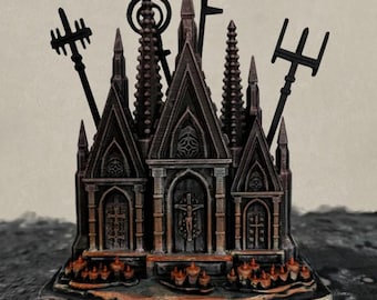 Grabenkrieg-Gelände mit düsterem, ketzerischem Altar und Schrein für 32-mm- und 28-mm-Tabletop-Wargaming, alternative Geschichte und Science-Fiction
