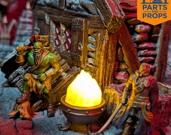 LED Feuer Brazier Terrain Piece Kompatibel mit 28 mm/32 mm DnD, Warhammer und RPG