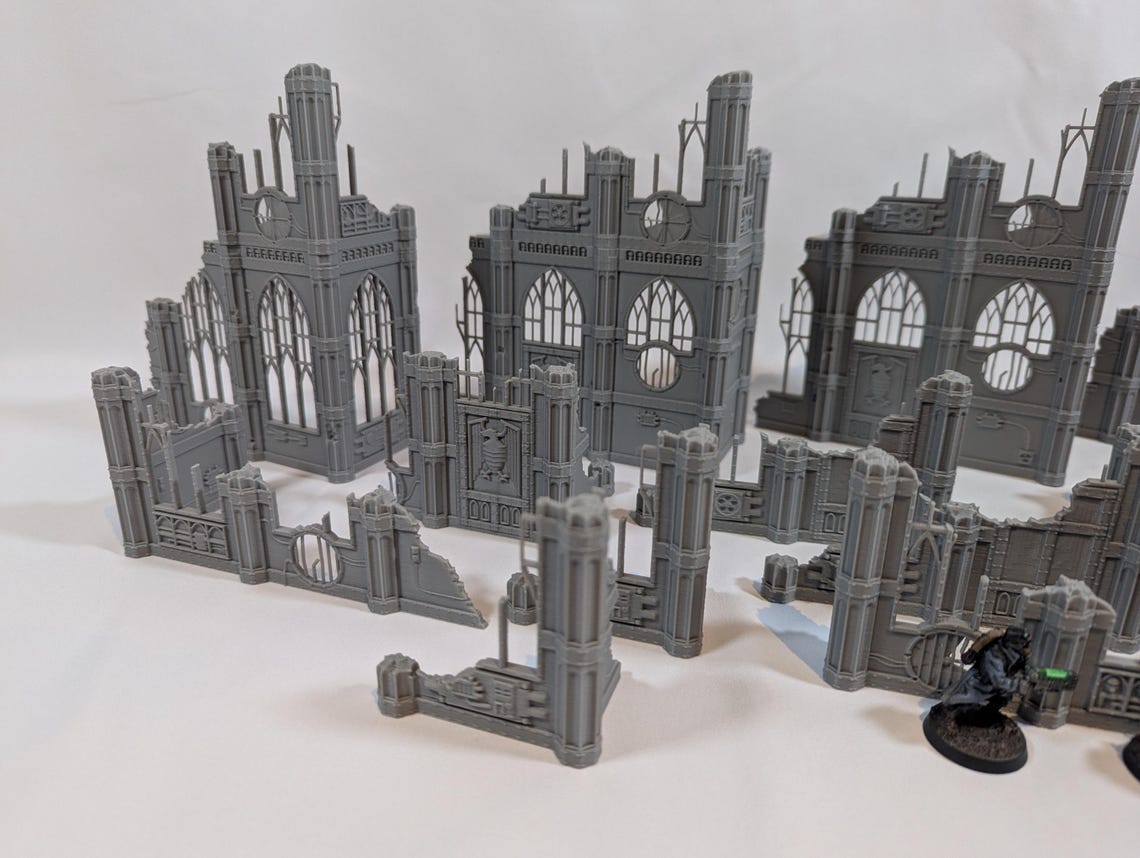 Large Wargaming Ruined City Terrain Set Compatible With Warhammer 40k ...