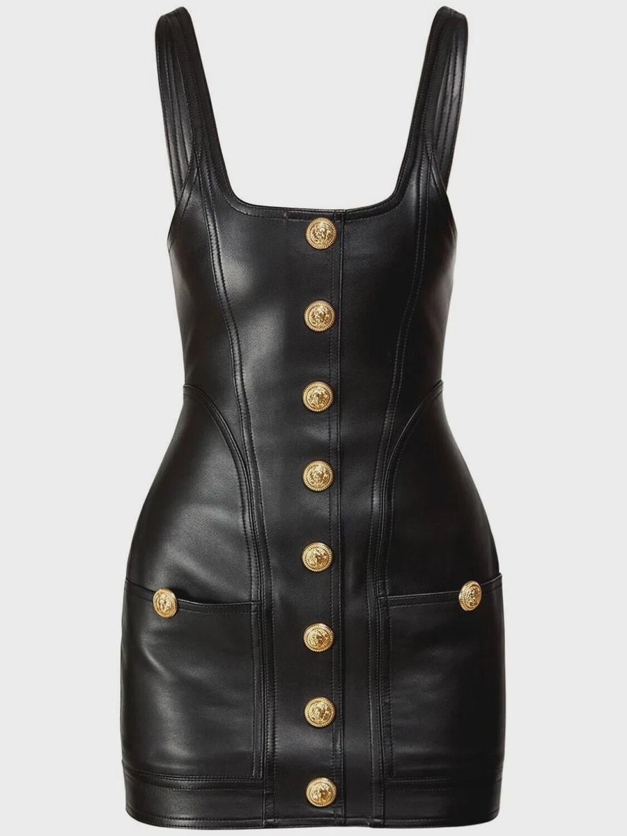 Halter Black Leather Dress - Etsy Halter Black Leather Dress - Etsy