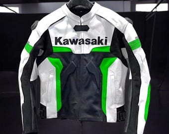 Kawasaki racemotorjack op maat voor heren – echt rundleerjack